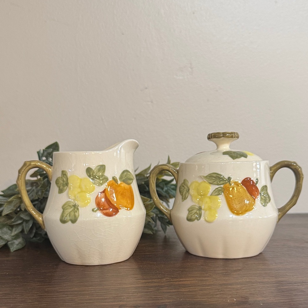 Eden 7011 Marutaware Sugar Bowl w/Lid & Creamer Vintage Midland Enterprises EUC